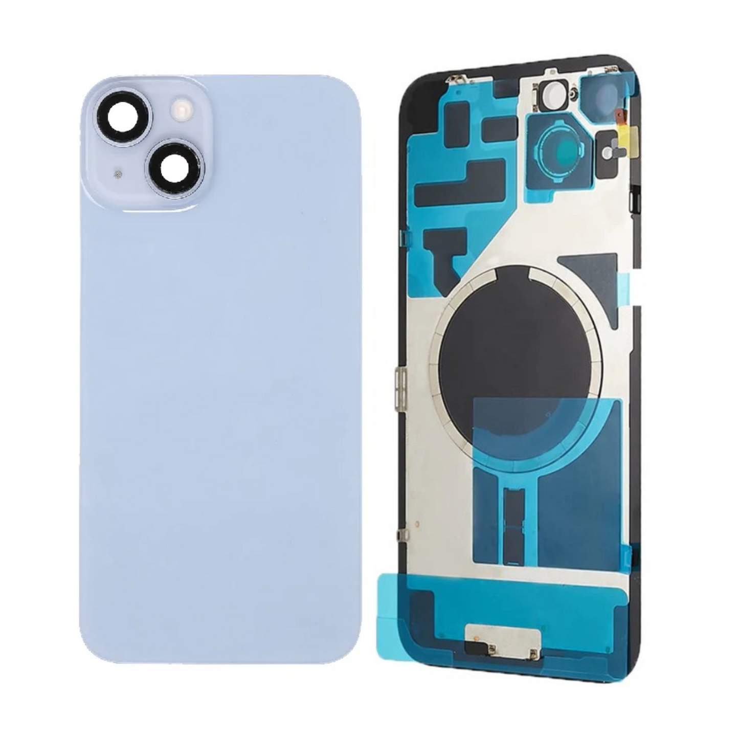 Vitre Arrière iPhone 14 Plus Bleu Assemblée avec Logo