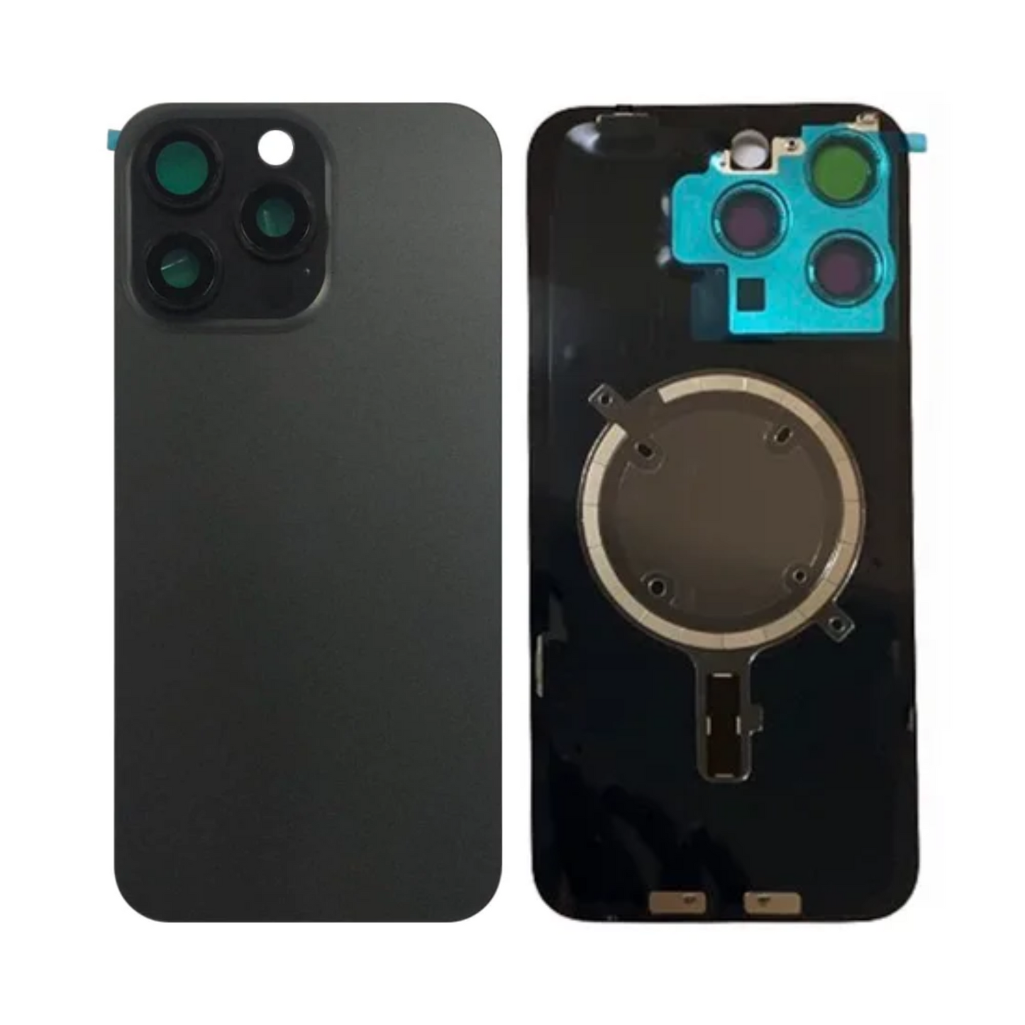 Vitre Arrière iPhone 15 Pro Max Titane Noir Assemblée avec Logo
