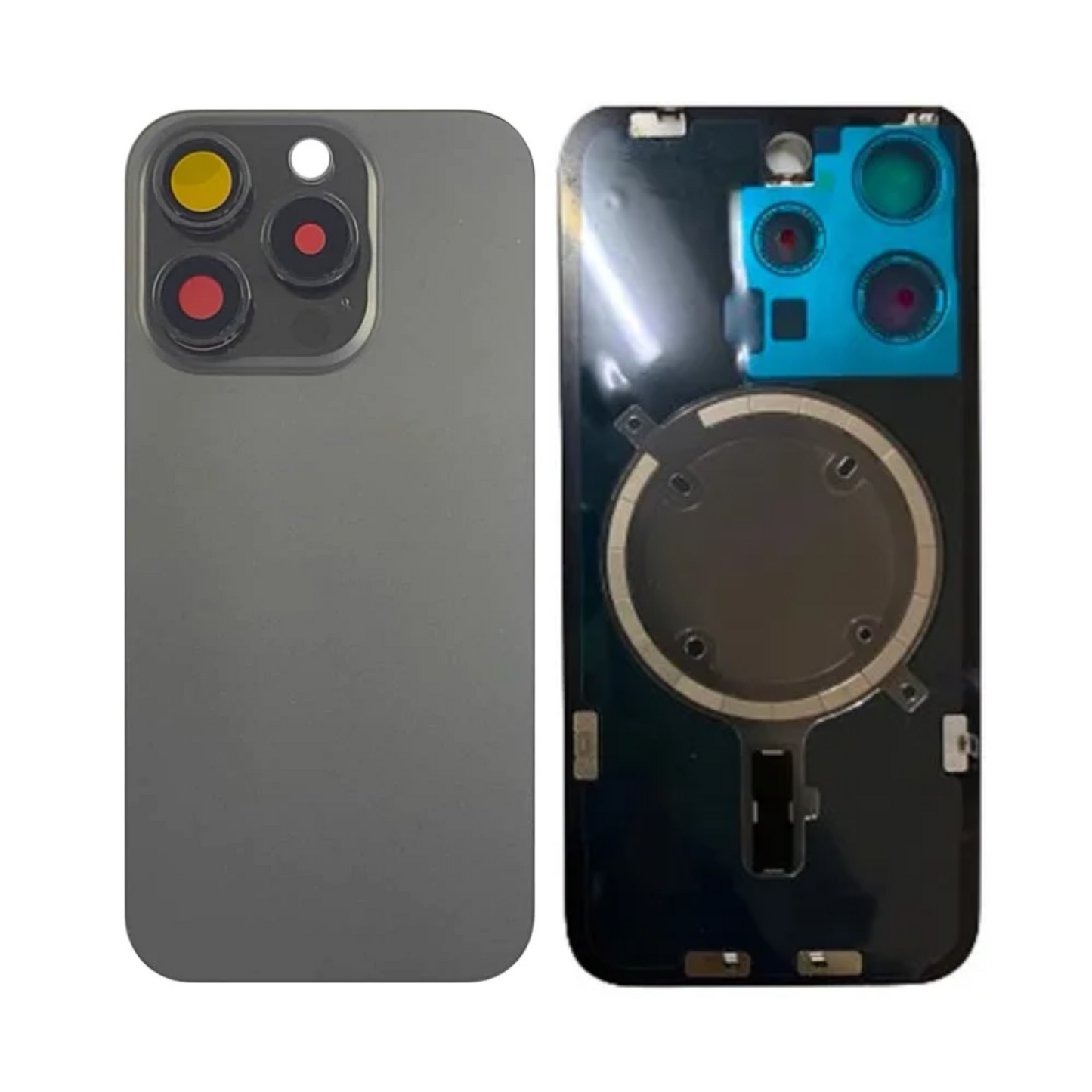 Vitre Arrière iPhone 15 Pro Titane Noir Assemblée avec Logo